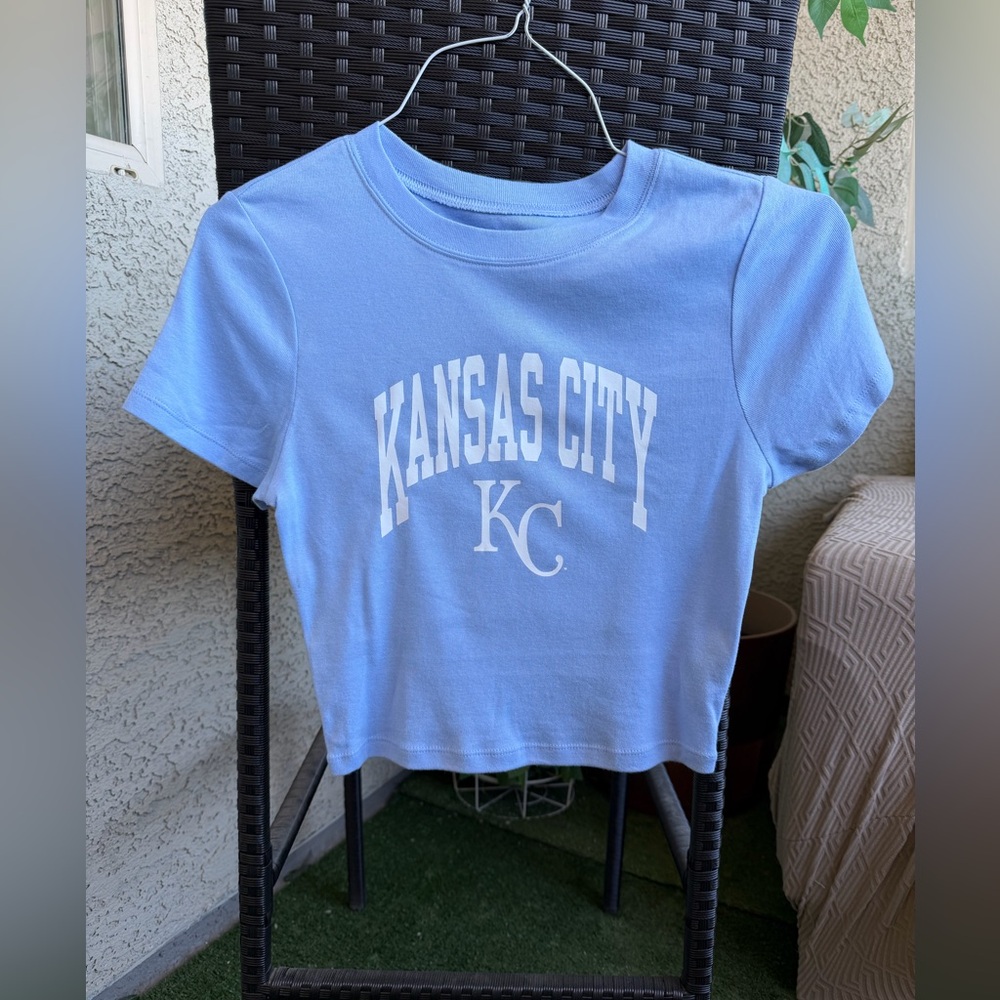 Kansas City Royals fitted tee, MLB KC Royals baby blue tee